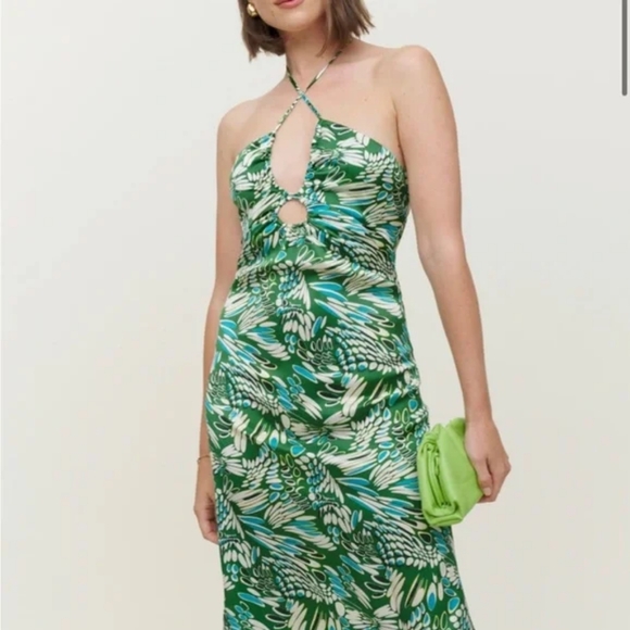 green emerald velvet dress GREEN DAISY HALTER DRESS – NO STOCK PARIS